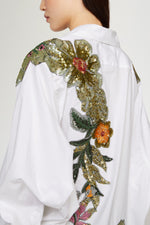 Camicia Bianca in cotone con Ricamo Floreale