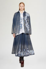 Cotton Shirt with Blue Embroidery