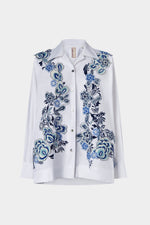 Cotton Shirt with Blue Embroidery