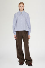 Oversized Light Blue Striped Cotton Shirt