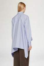 Oversized Light Blue Striped Cotton Shirt