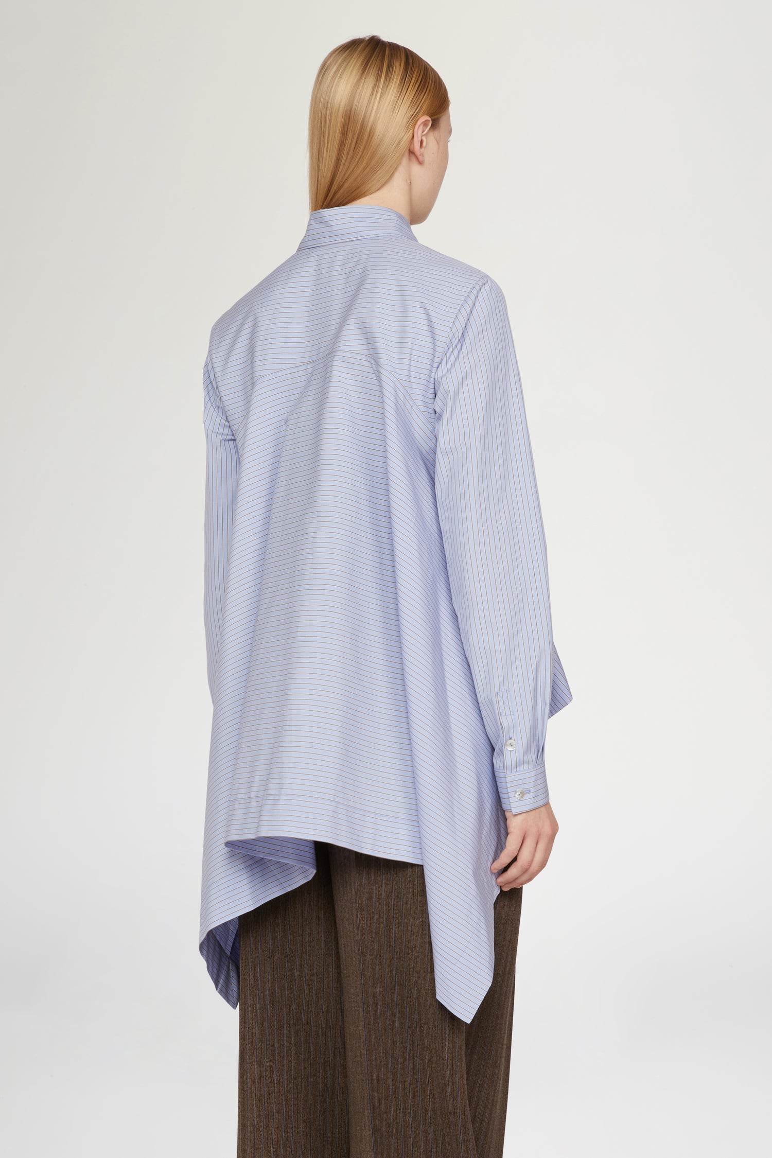 Oversized Light Blue Striped Cotton Shirt