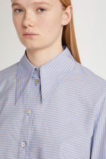 Oversized Light Blue Striped Cotton Shirt