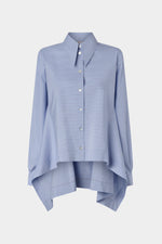 Oversized Light Blue Striped Cotton Shirt