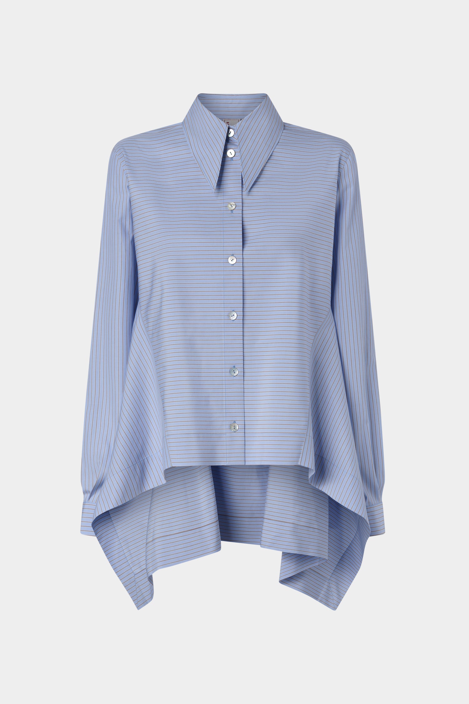 Oversized Light Blue Striped Cotton Shirt