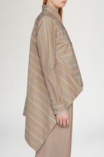 Oversized Beige Striped Cotton Shirt