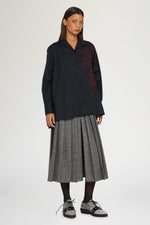 Black Cotton Shirt with Embroidery and Print