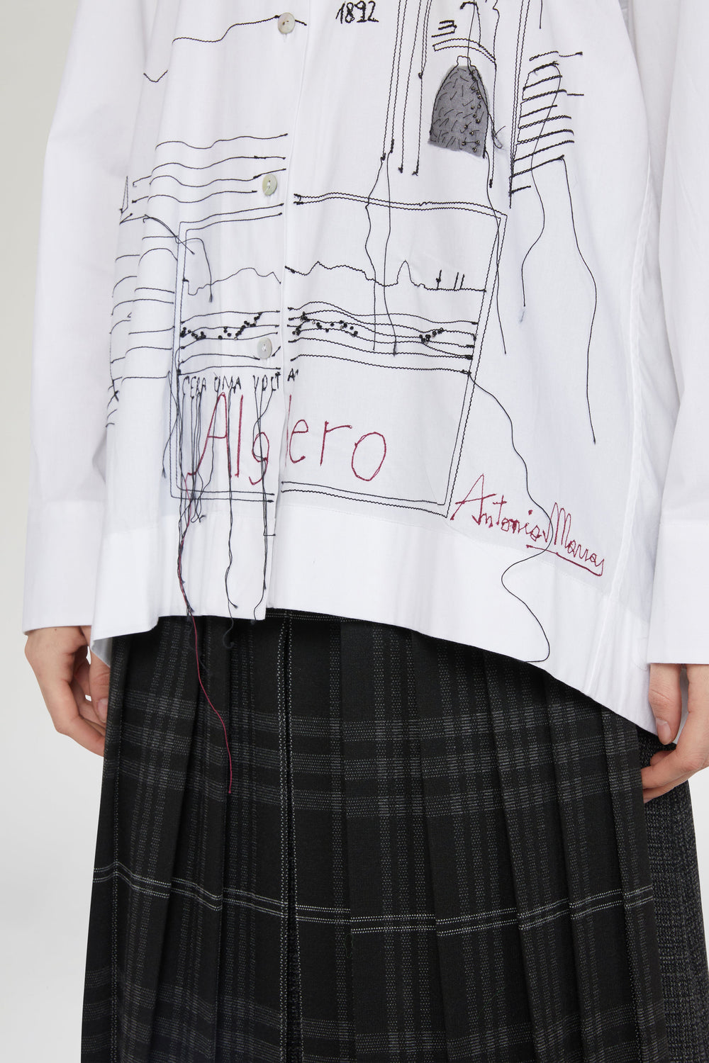 White Cotton Shirt with Alghero Embroidery