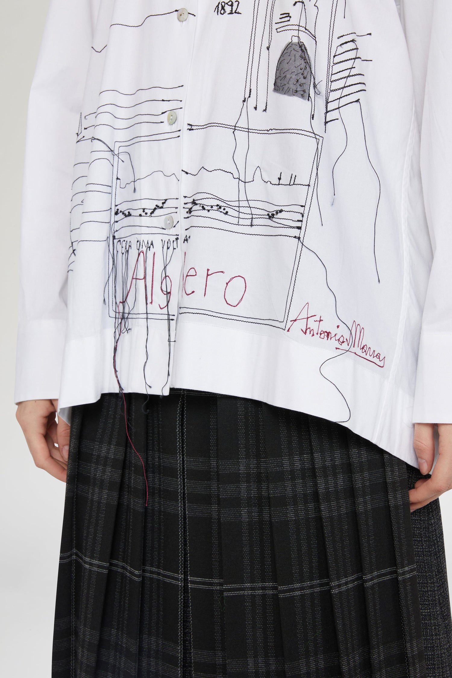 White Cotton Shirt with Alghero Embroidery