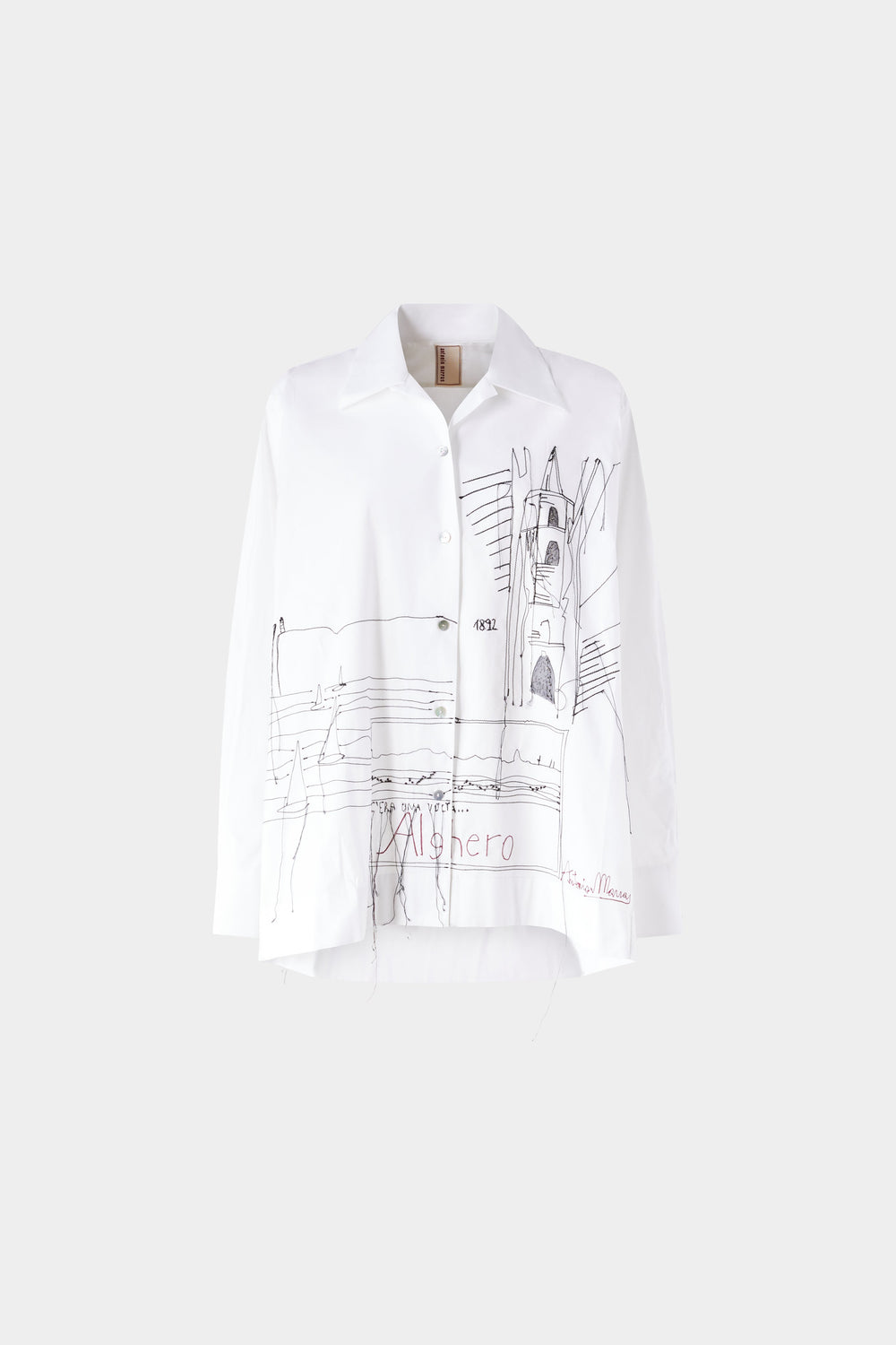 White Cotton Shirt with Alghero Embroidery
