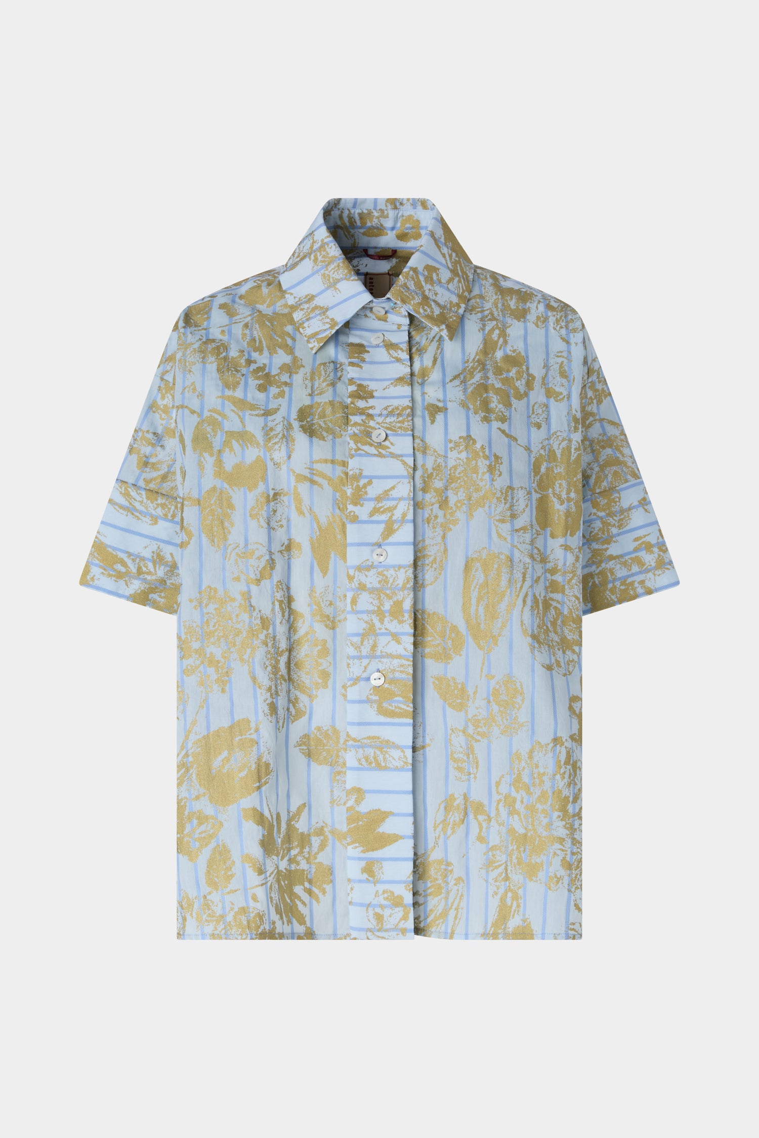 Blue Gold Floral Short-Sleeve Shirt