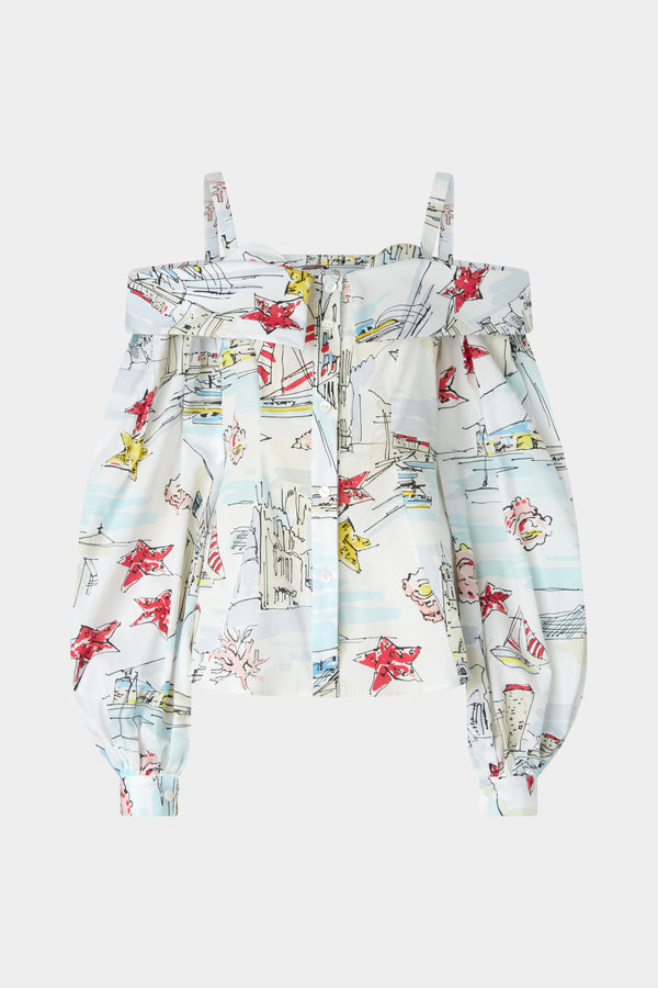 Alghero Print Boat-Neck Shirt