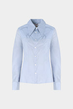 Cotton Shirt with Contrasting Striped Insert
