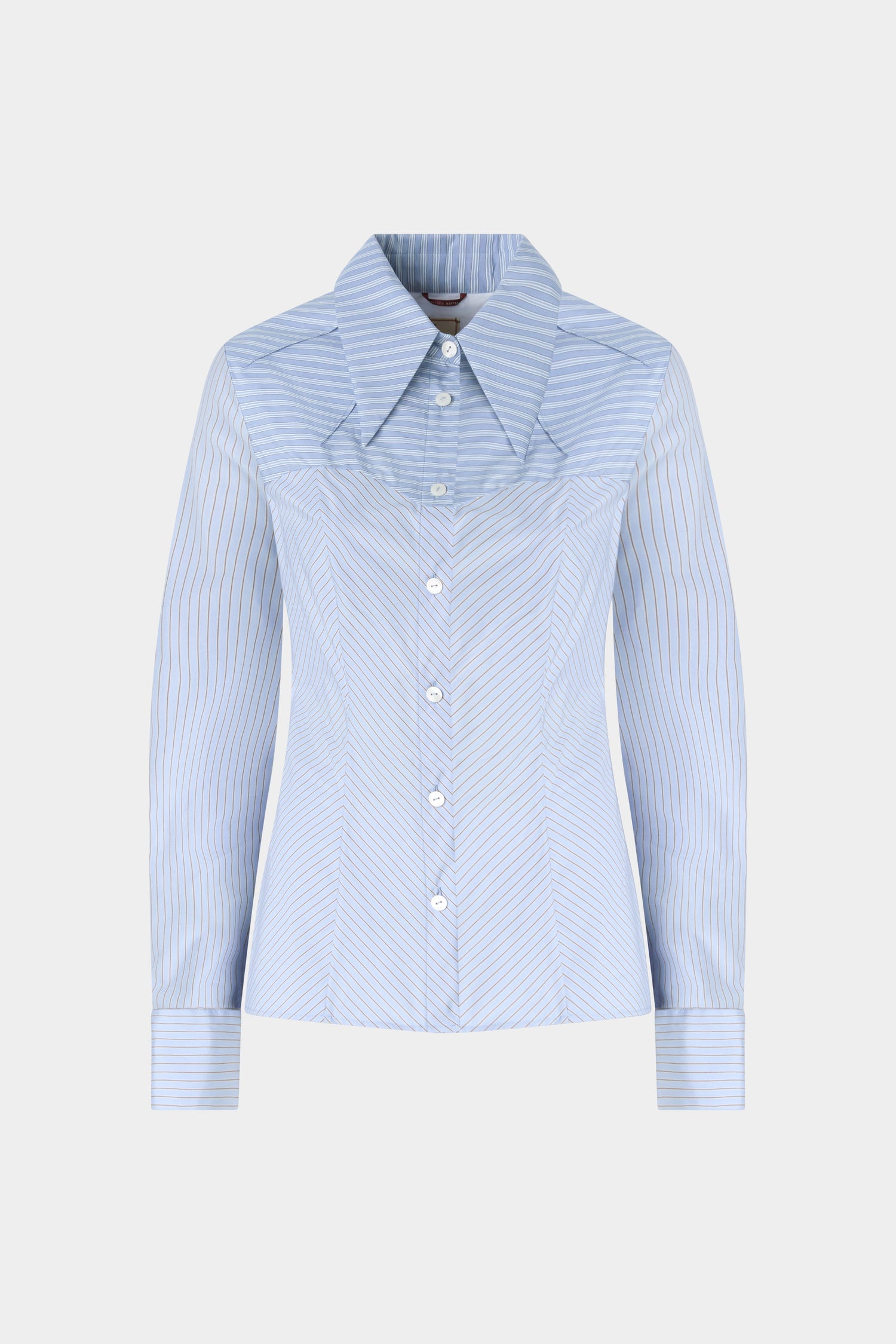 Cotton Shirt with Contrasting Striped Insert