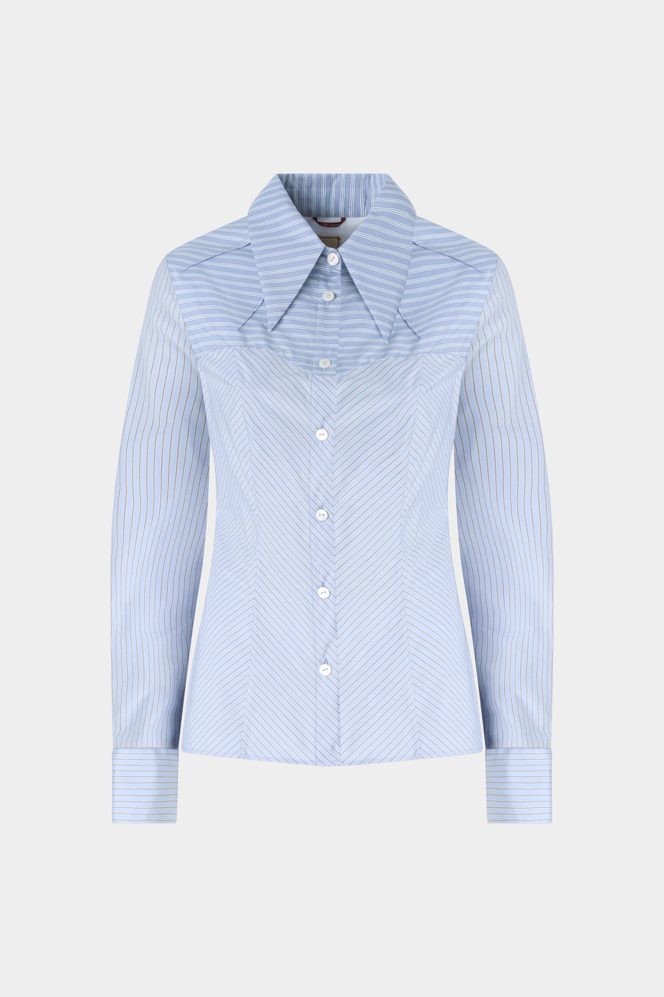 Cotton Shirt with Contrasting Striped Insert