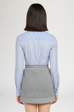 Cotton Shirt with Contrasting Striped Insert