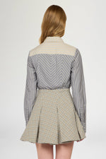 Slim Shirt with Contrasting Beige Striped Insert