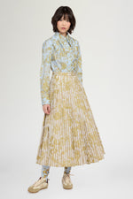 Blue Gold Floral Long-Sleeve Shirt