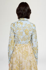 Blue Gold Floral Long-Sleeve Shirt