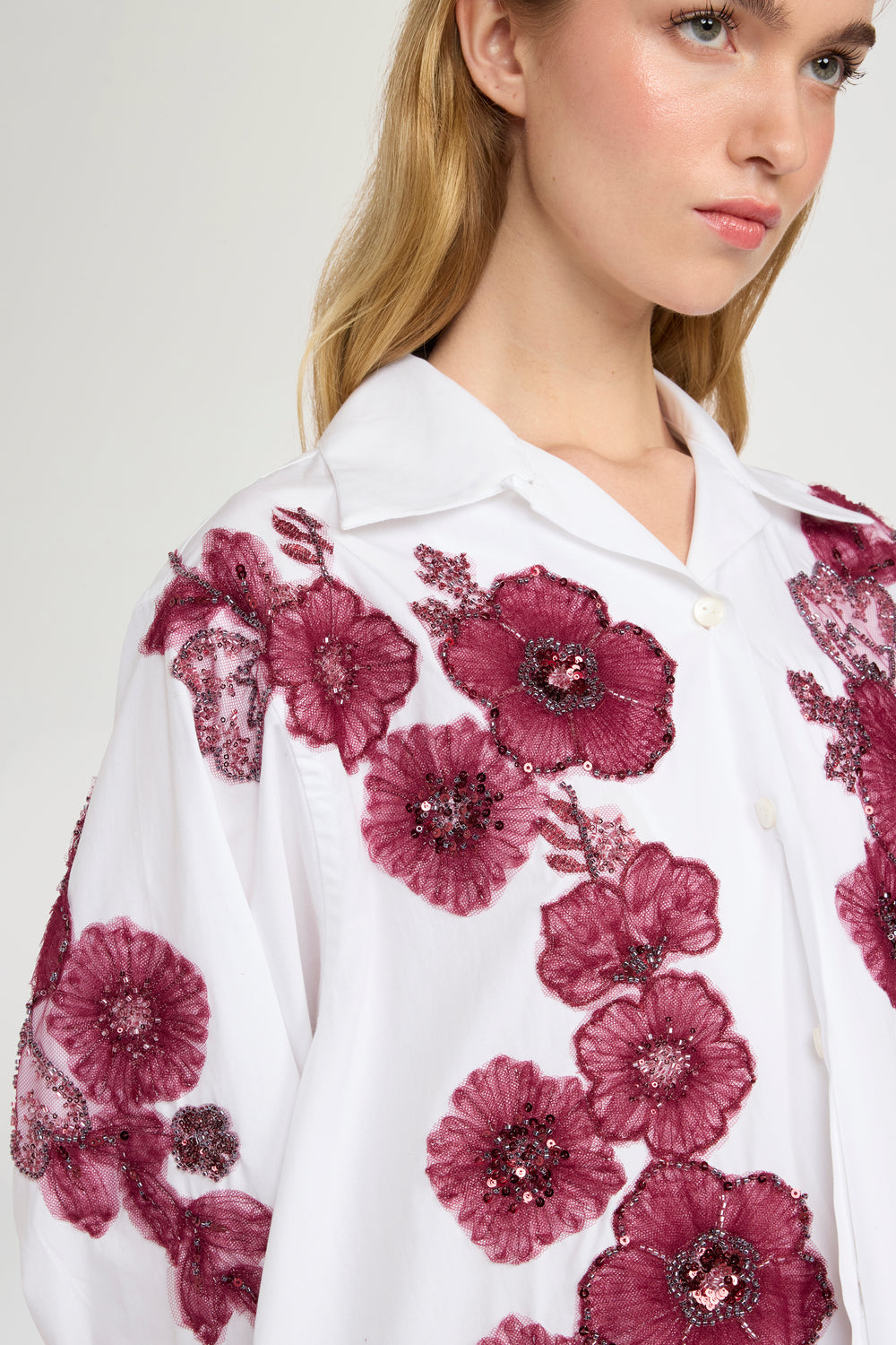 Camicia Robespierre con Applicazioni Floreali