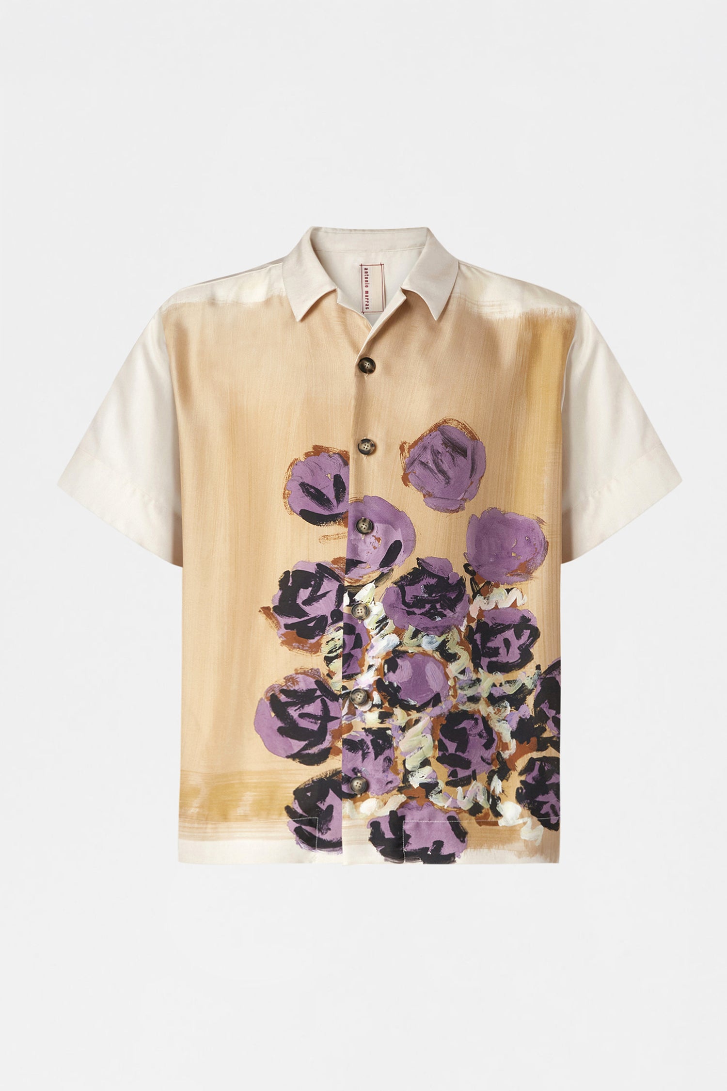 Beige Floral Silk Shirt