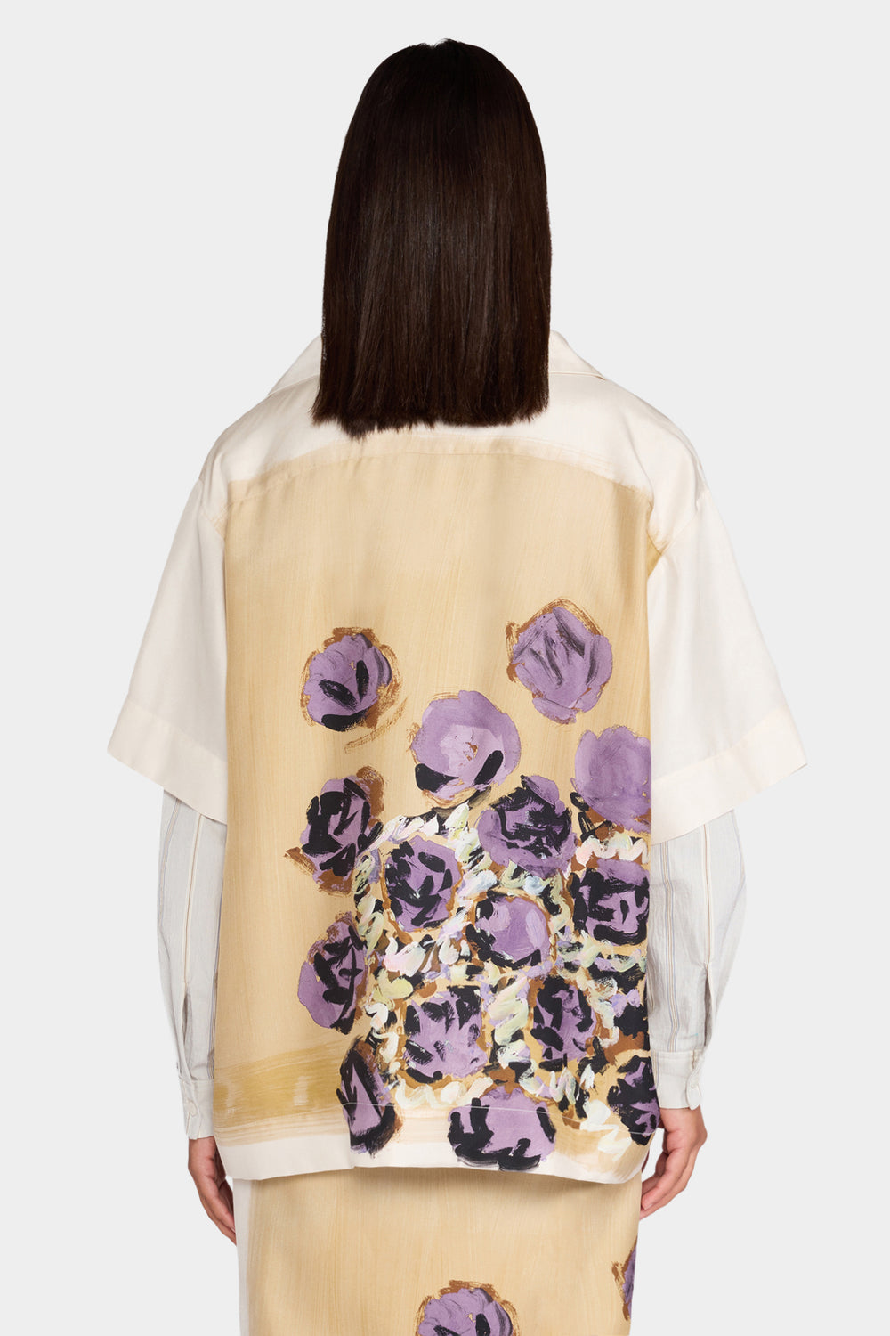 Beige Floral Silk Shirt