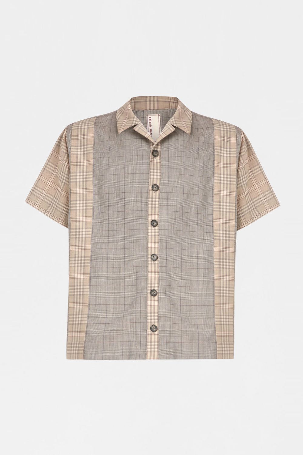 Camicia Patchwork a Quadri Beige