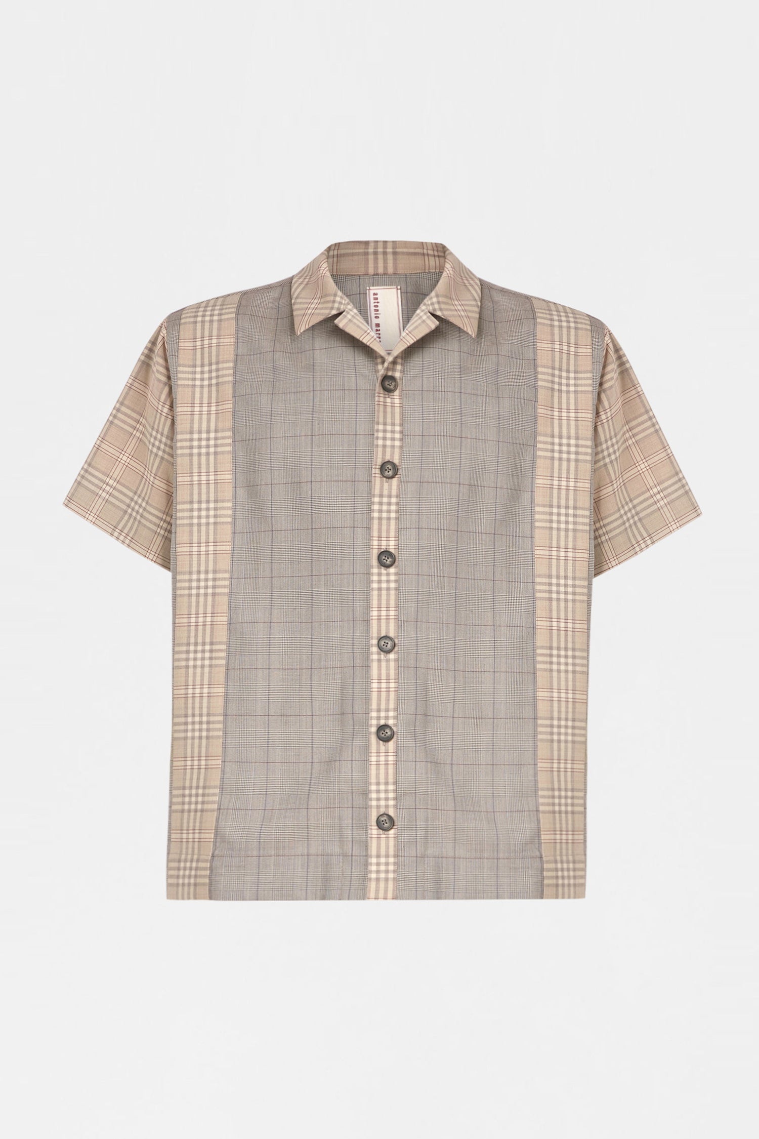 Camicia Patchwork a Quadri Beige