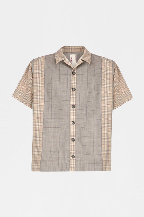 Camicia Patchwork a Quadri Beige