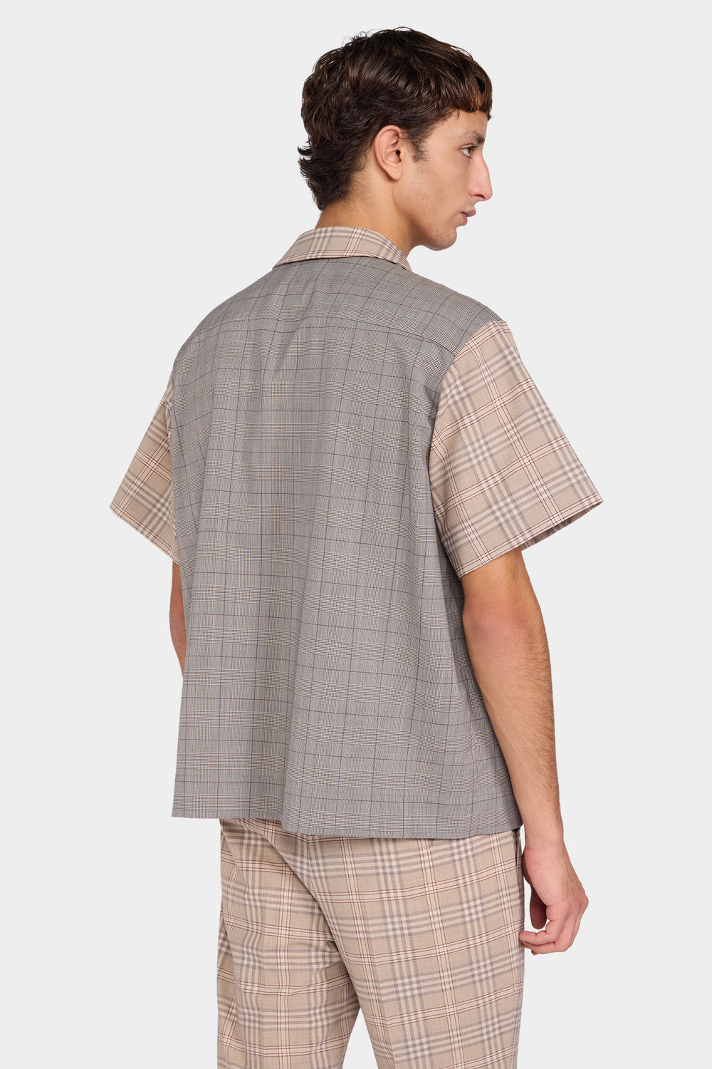 Camicia Patchwork a Quadri Beige