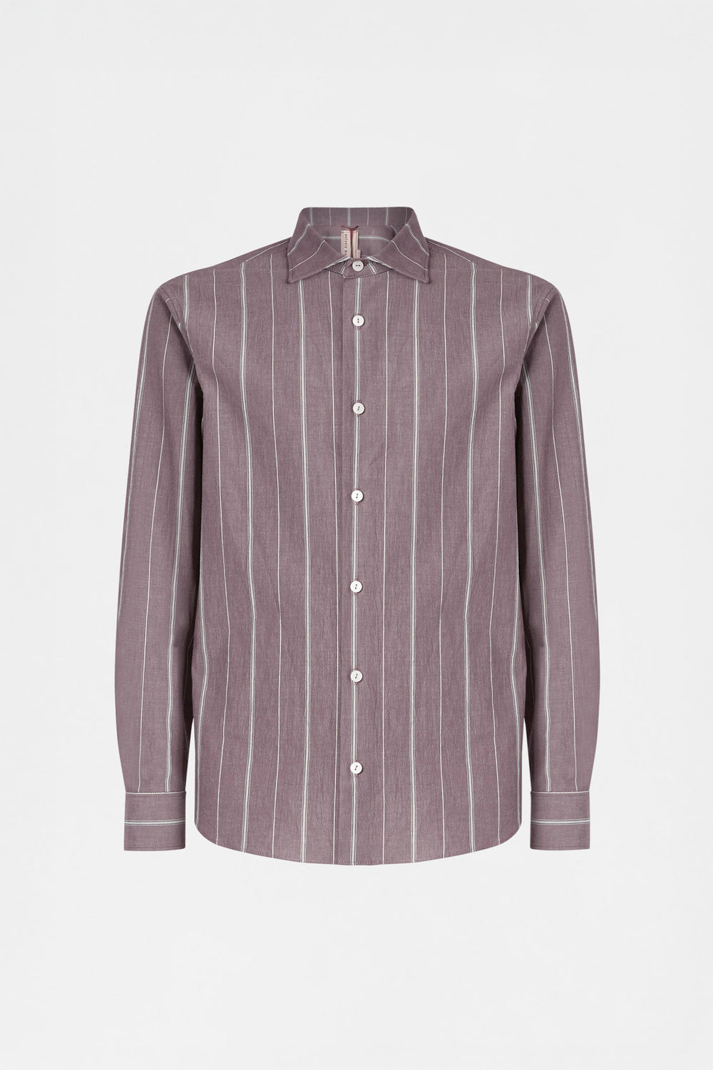 Camicia a righe marrone prugna
