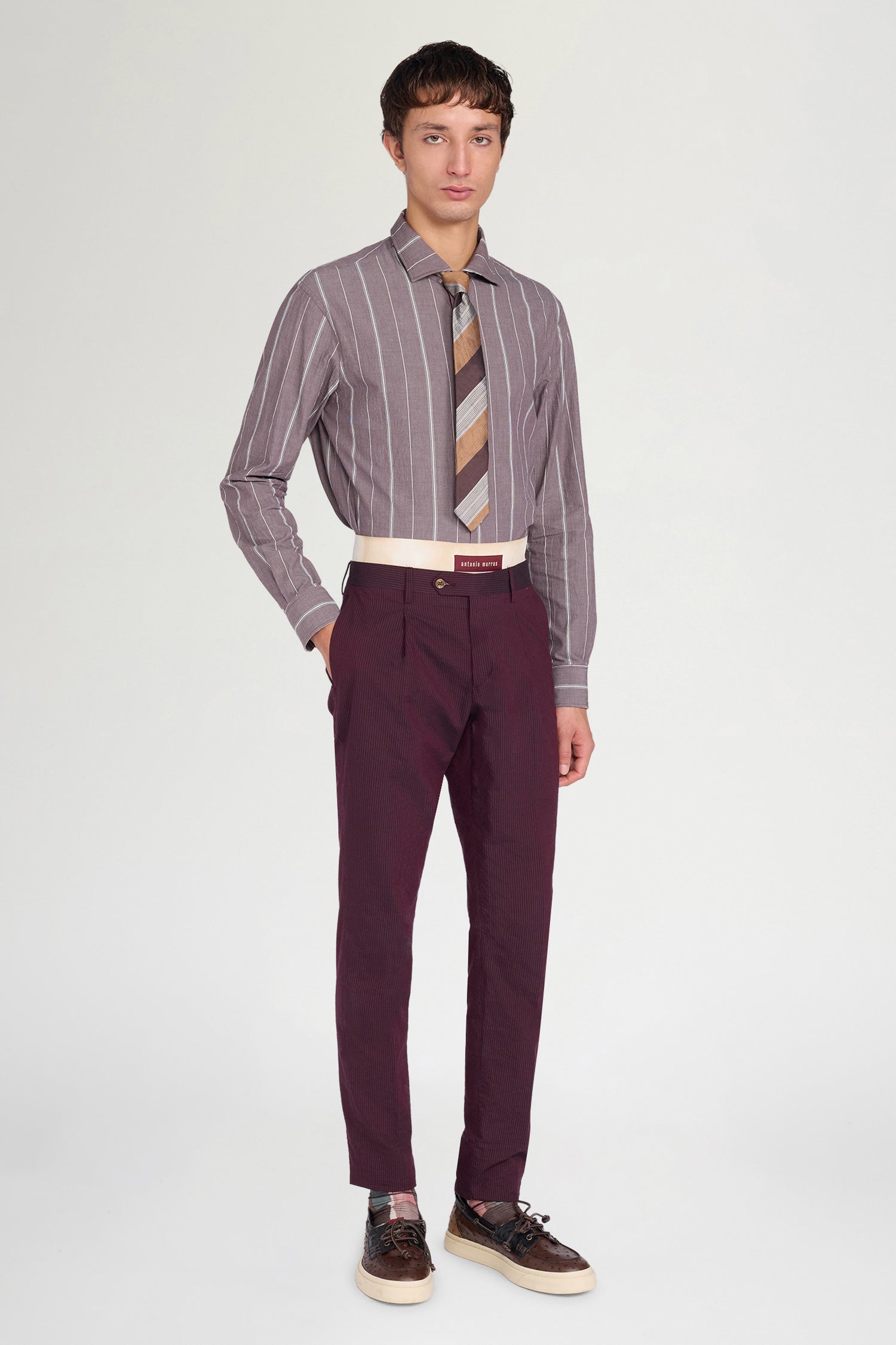 Prune Brown Striped Shirt