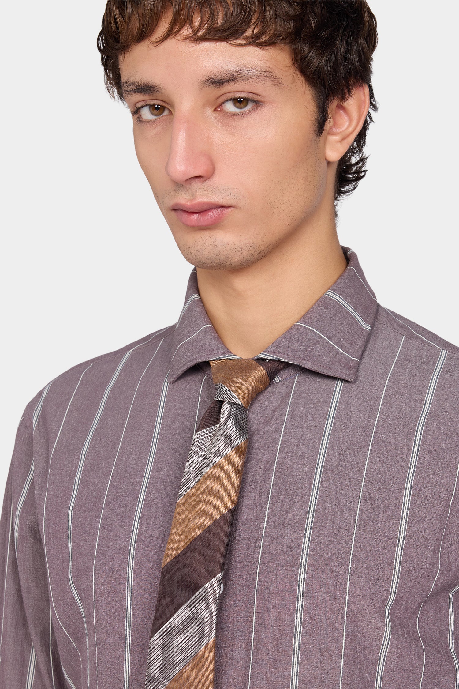Prune Brown Striped Shirt