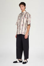 Floral Stripe Boxy Short-Sleeve Shirt