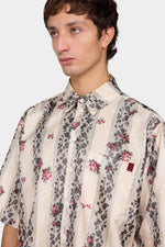 Floral Stripe Boxy Short-Sleeve Shirt