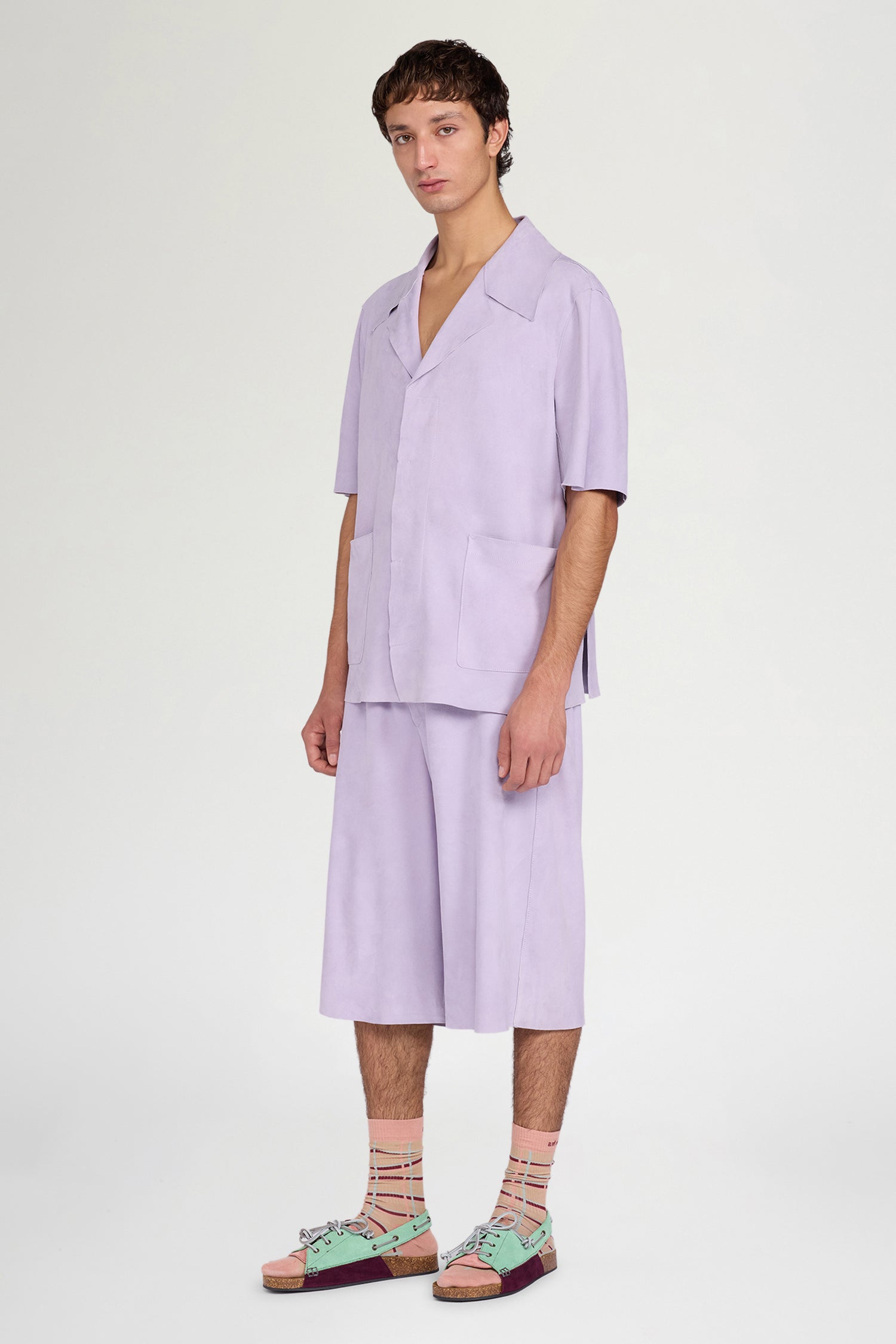 Lilac Leather Relaxed Shirt
