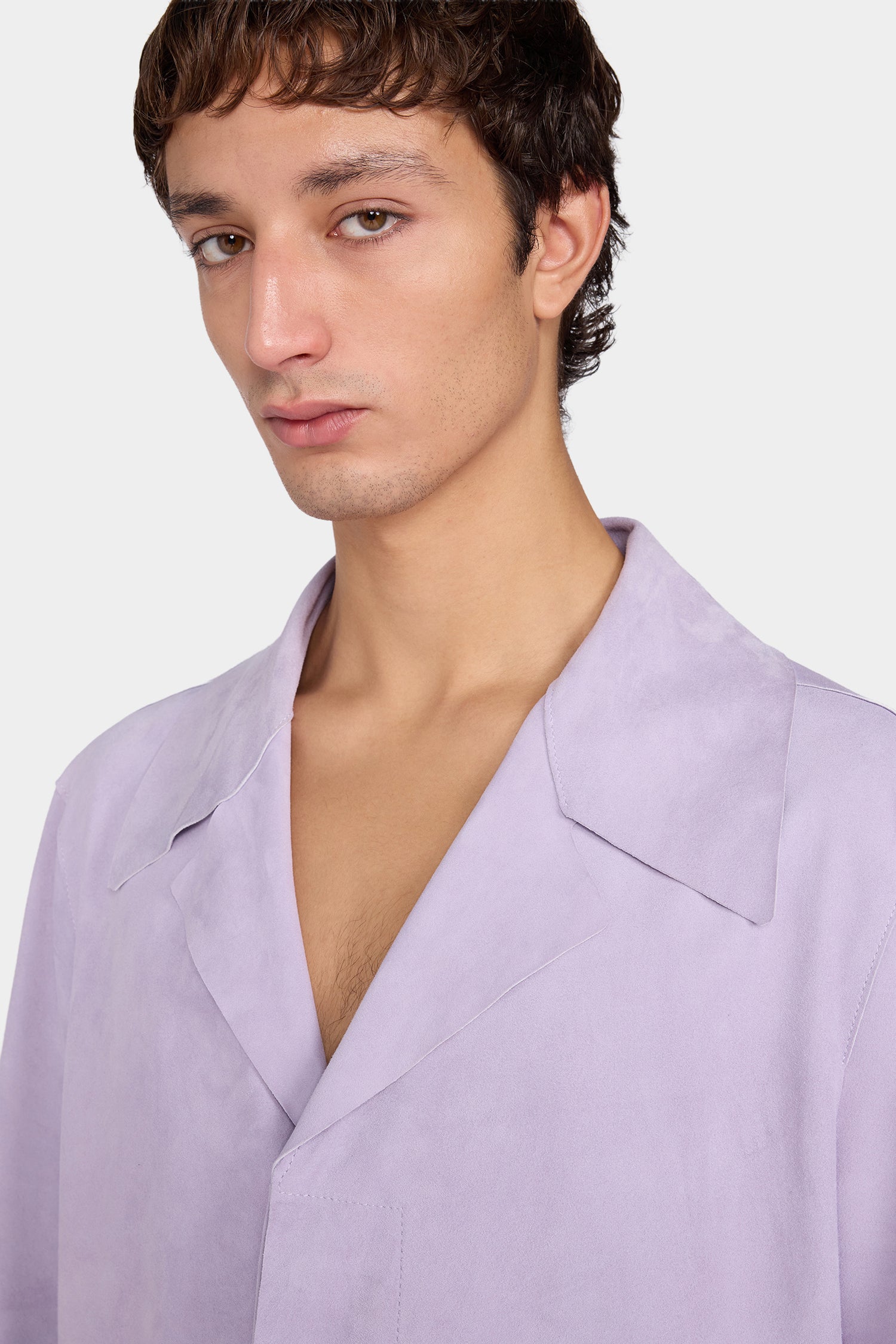 Lilac Leather Relaxed Shirt