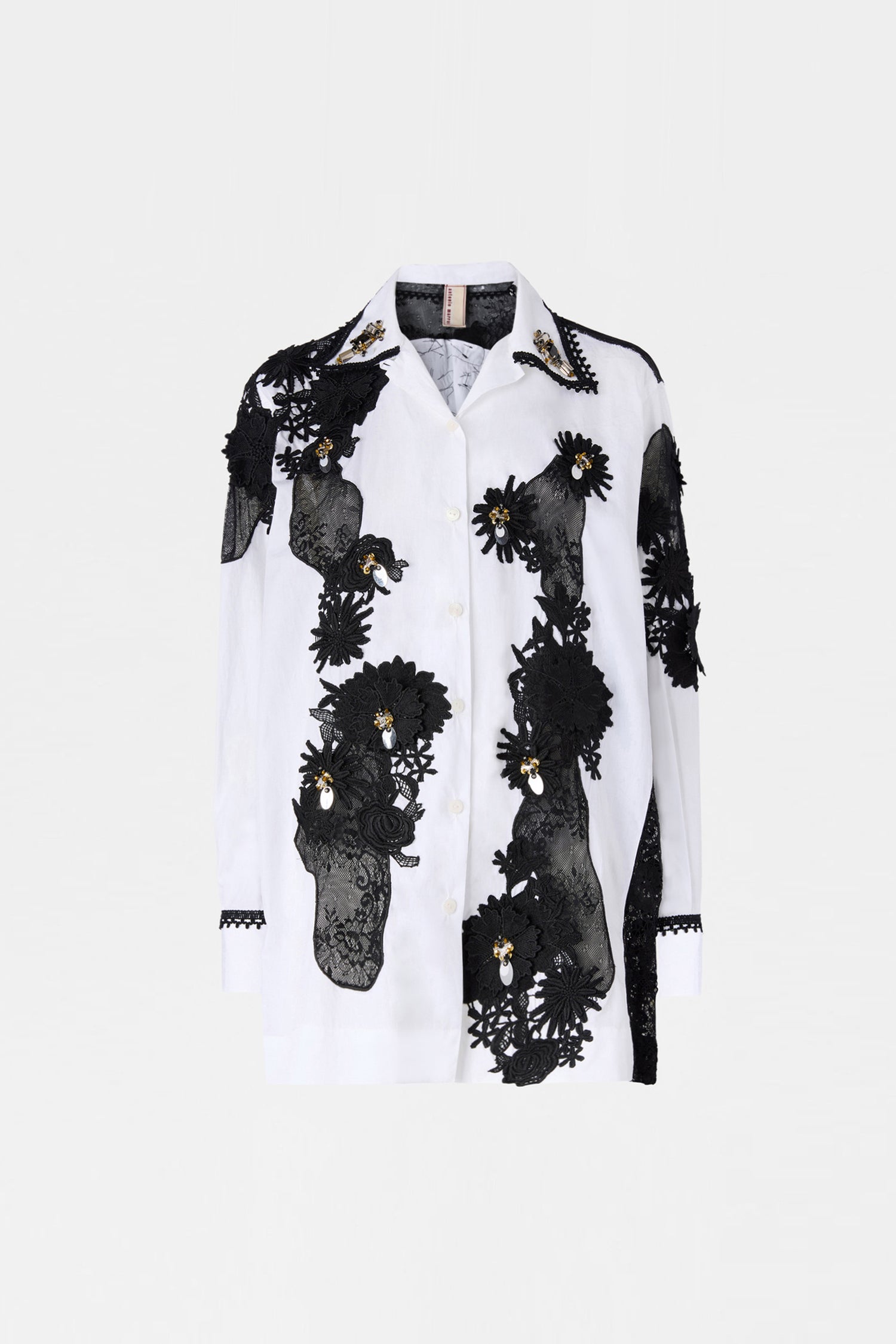 Camicia Robespierre con Patchwork in Pizzo Floreale