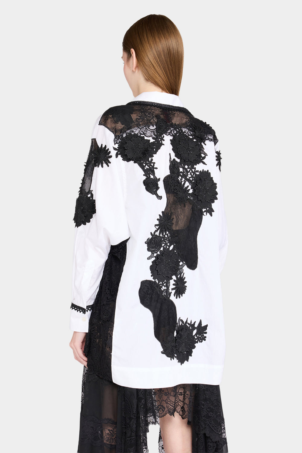 Robespierre Shirt with Black Floral Lace Patches