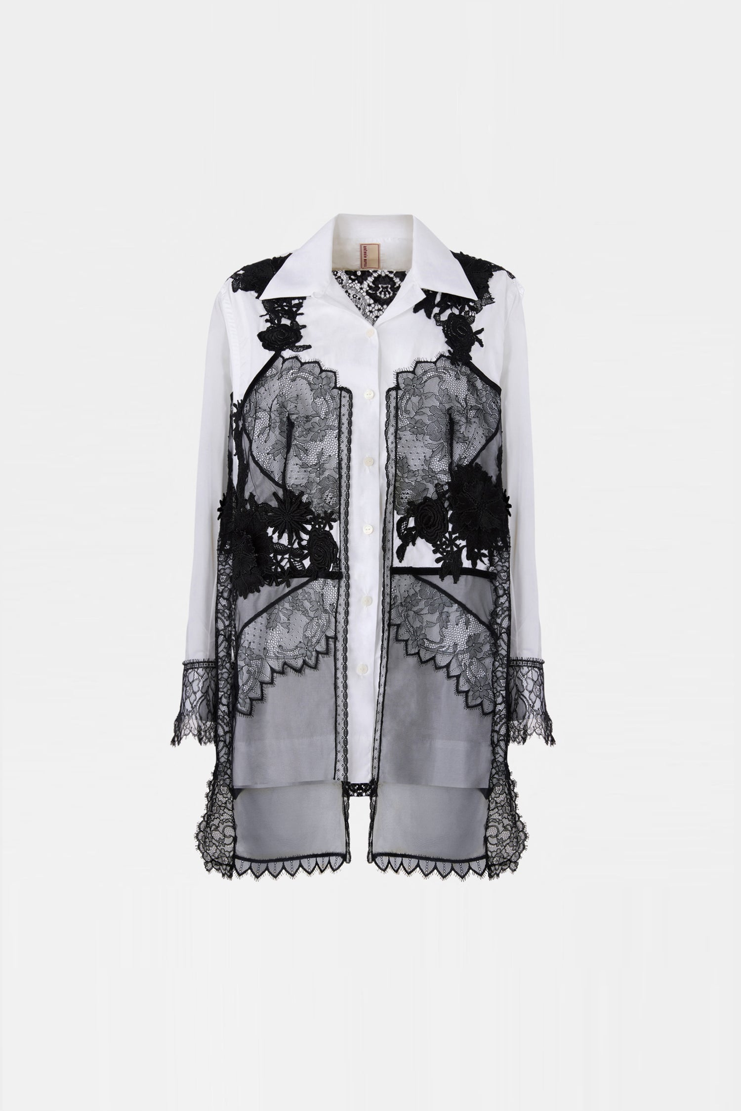 Camicia con Ricami in Pizzo Nero