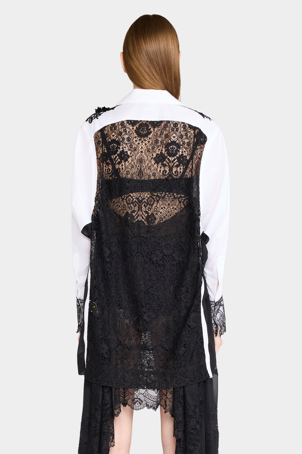 Camicia con Ricami in Pizzo Nero
