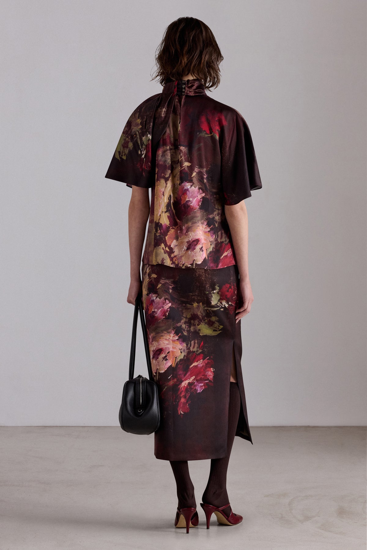 Painterly Rose Print Blouse