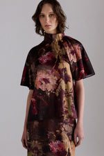 Painterly Rose Print Blouse