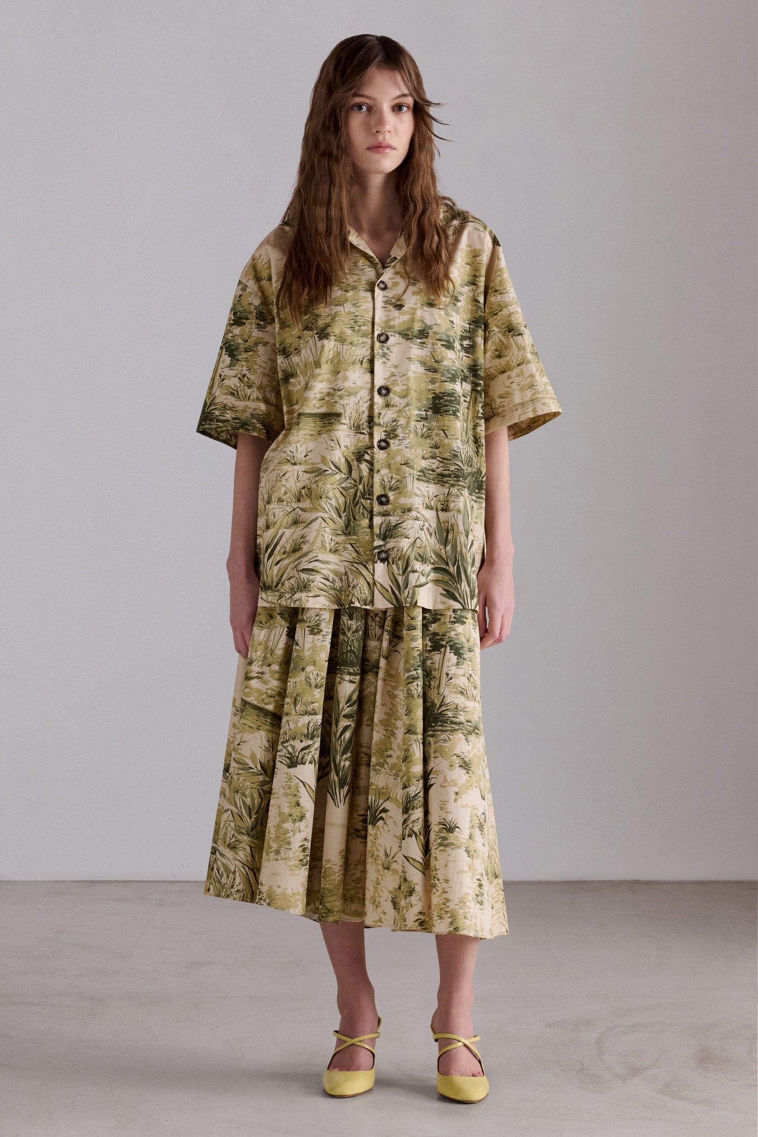 Camicia Boxy Stampa Botanica