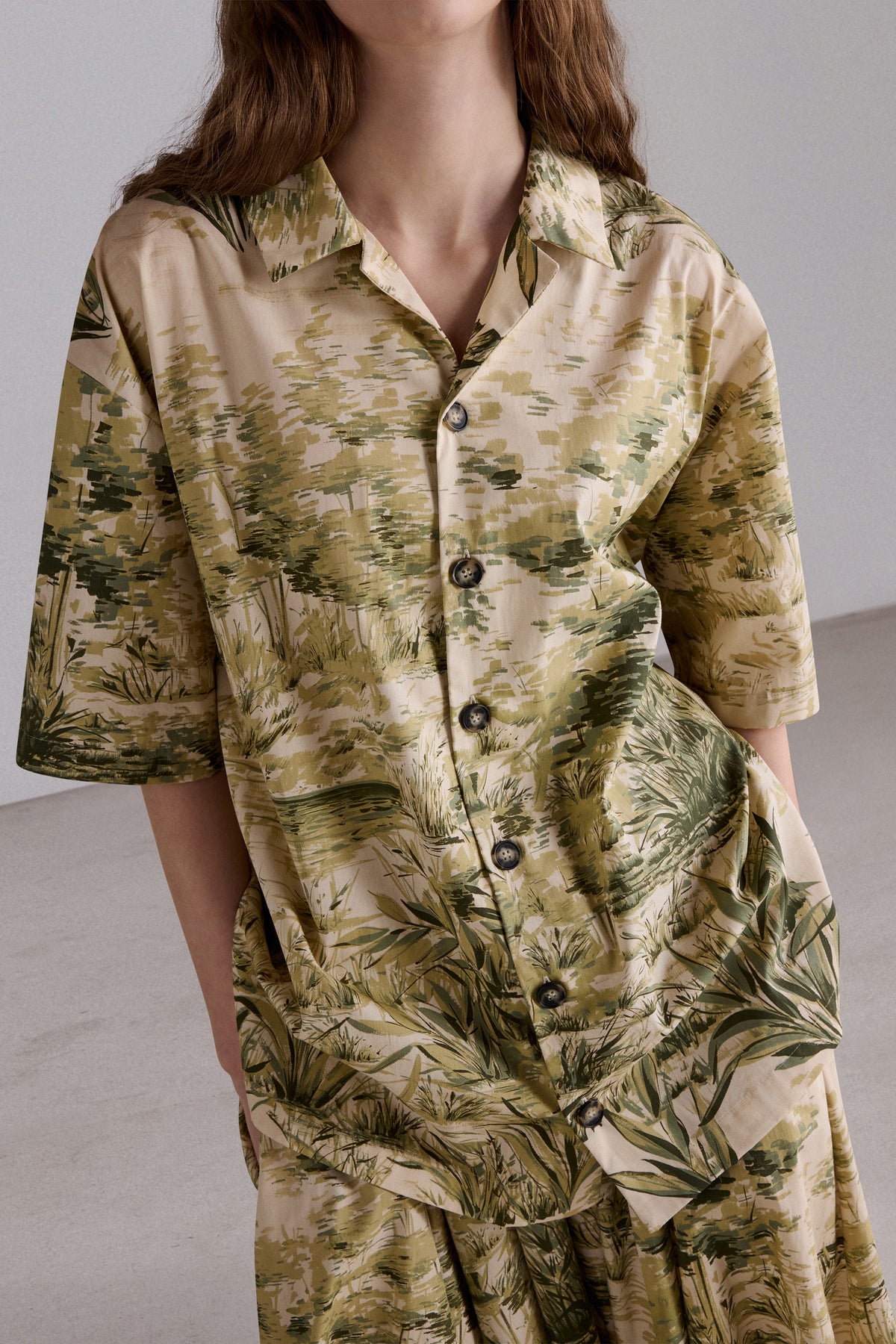 Camicia Boxy Stampa Botanica