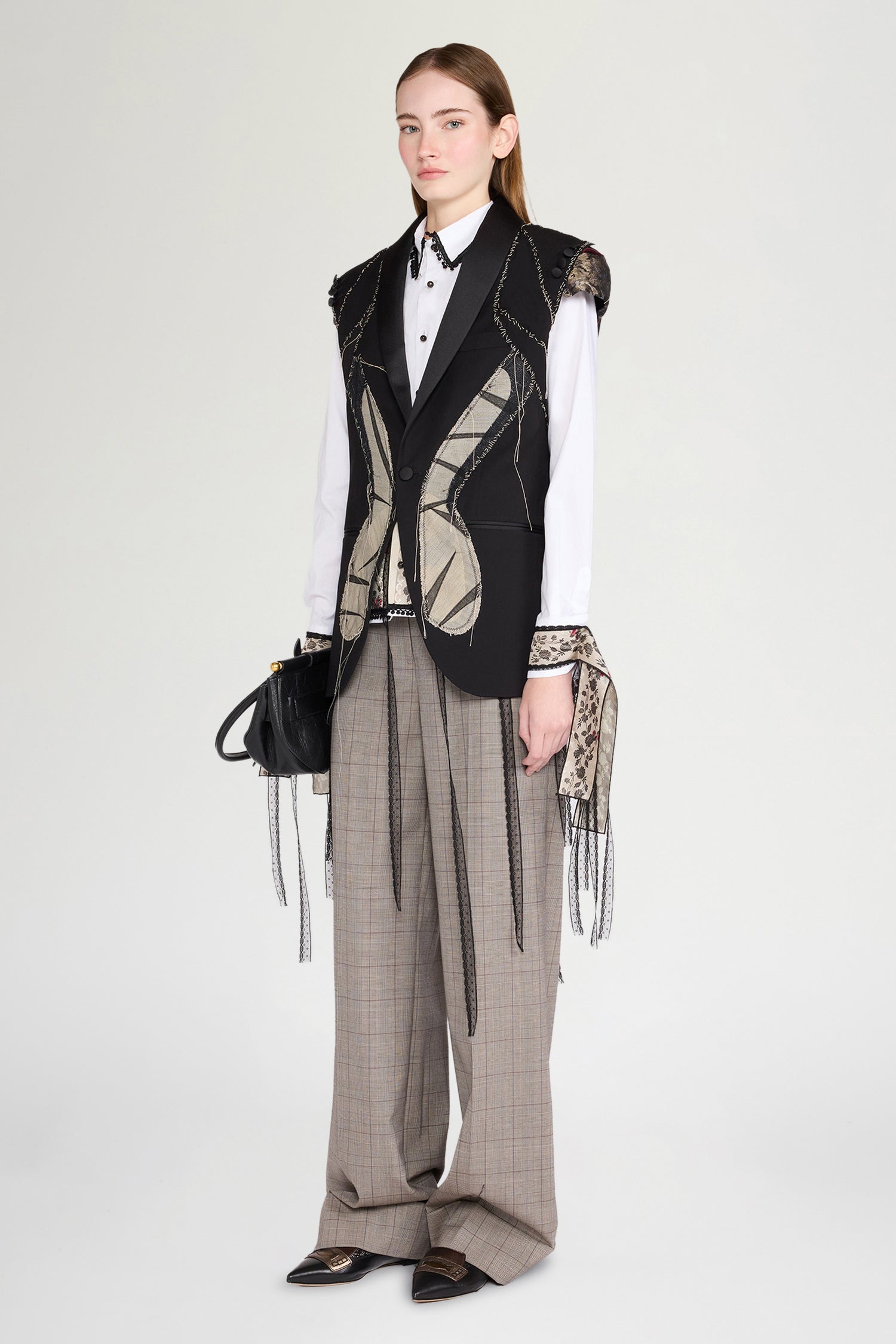 Embroidered Portrait Lace Shirt