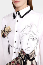 Embroidered Portrait Lace Shirt