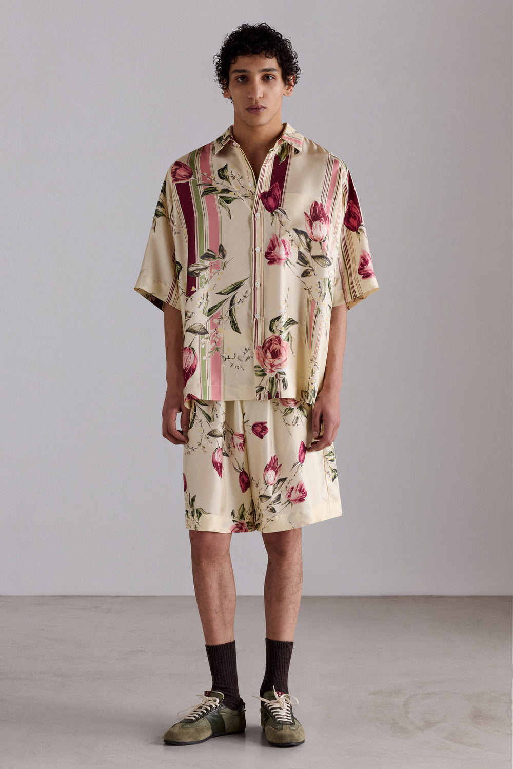 Floral Silk Boxy Shirt