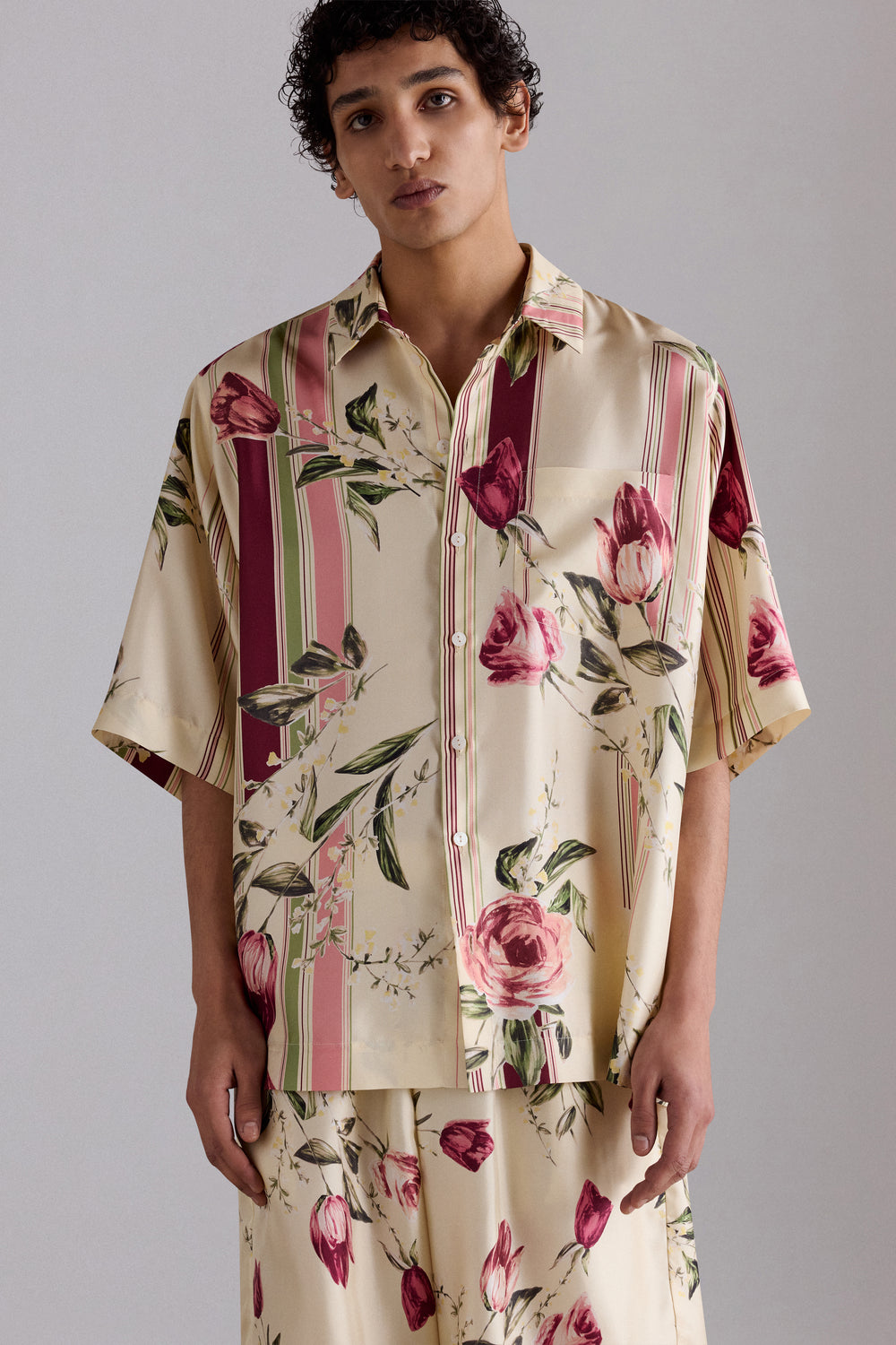 Floral Silk Boxy Shirt