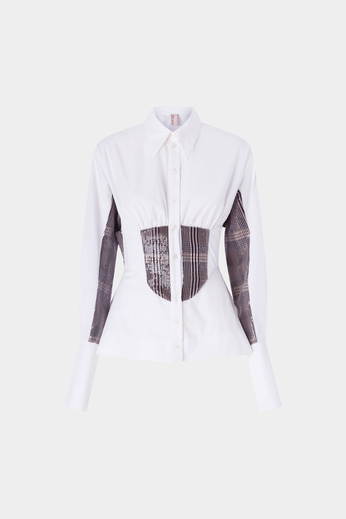 Camicia Corsetto con Inserti in Tweed